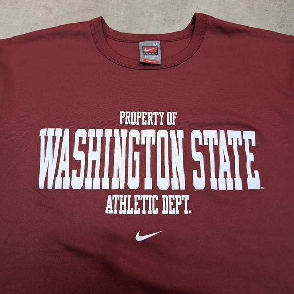 Nike Team Fit Red Washington State Athletic Dept Men's M T-Shirt Flaws - Picture 3 of 8